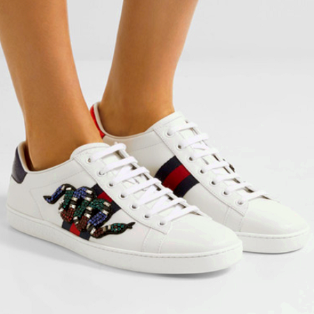 Gucci Snake Embroidered Shoes