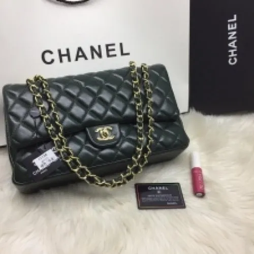 Best Price Chanel double flap Dark Green with Box