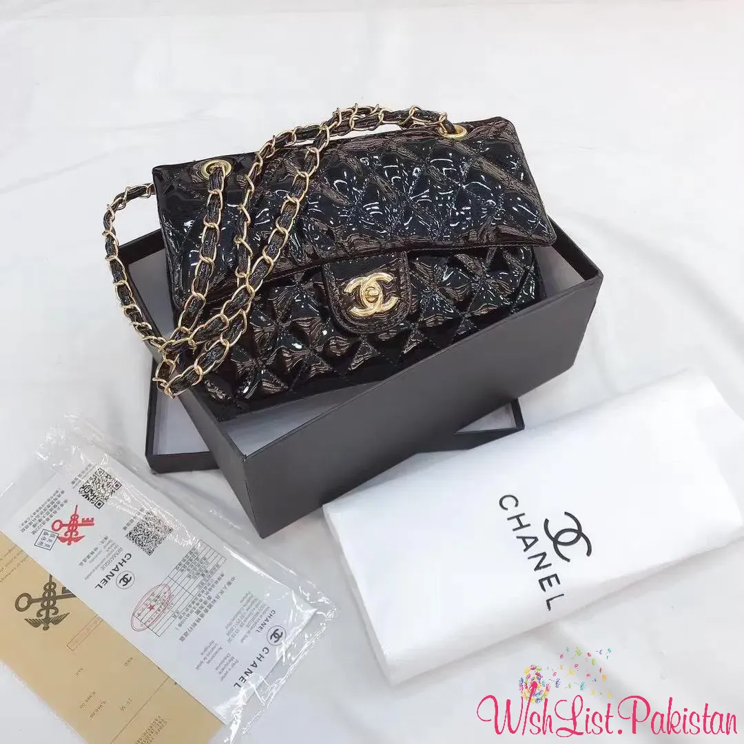Chanel Flap Shine With Box Documents Invoice