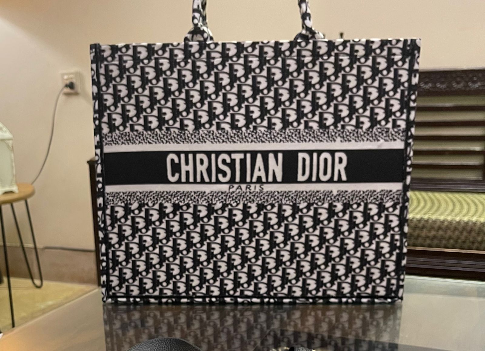 Best Price Dior Tote White Logo Pattern Bag