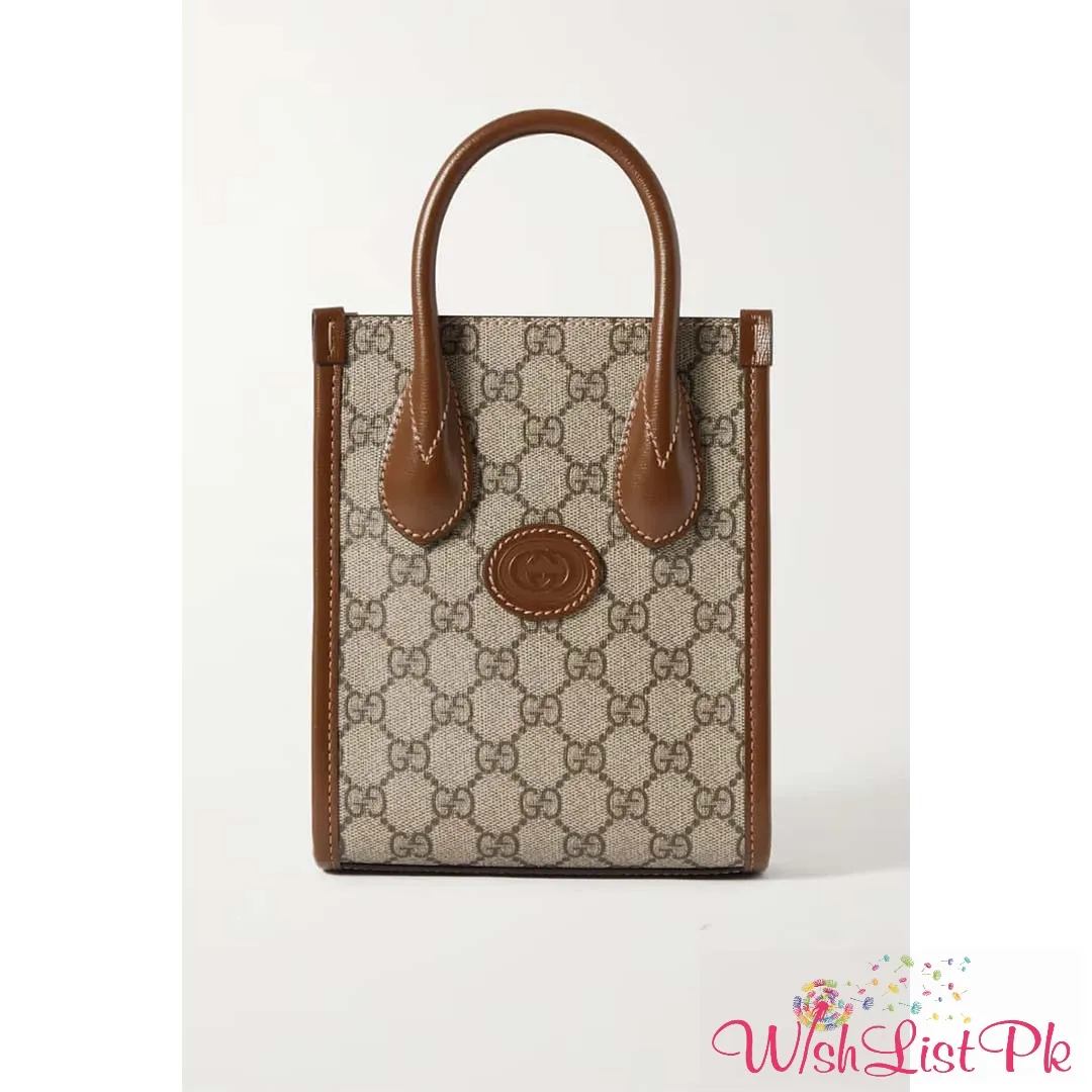 Gg Mini Leather Trimmed Printed Coated Canvas Tote