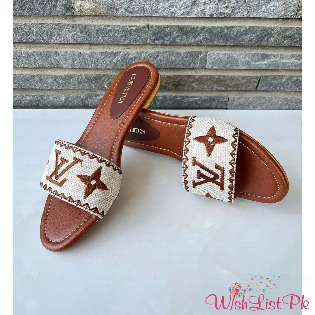 Lv Embroidered Slippers 