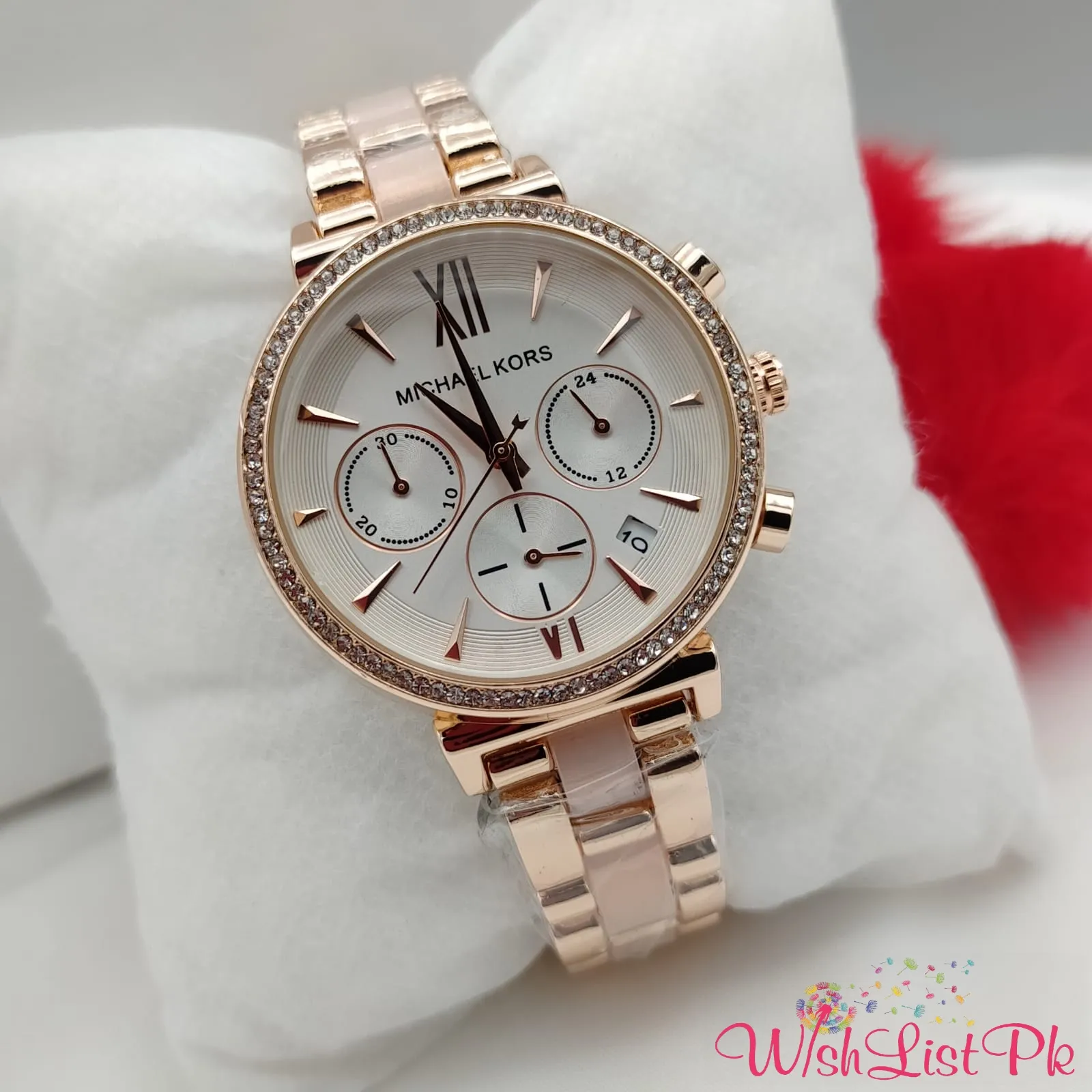 Best Price Mk Dual Tone Pink n White Dial Watch