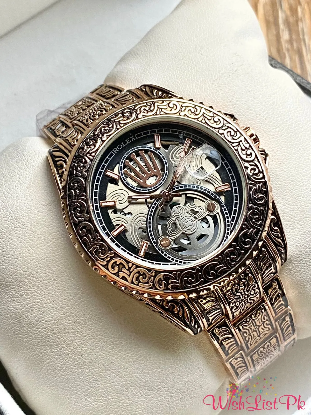 Best Price Rolex Antique Rosegold Engraved Watch