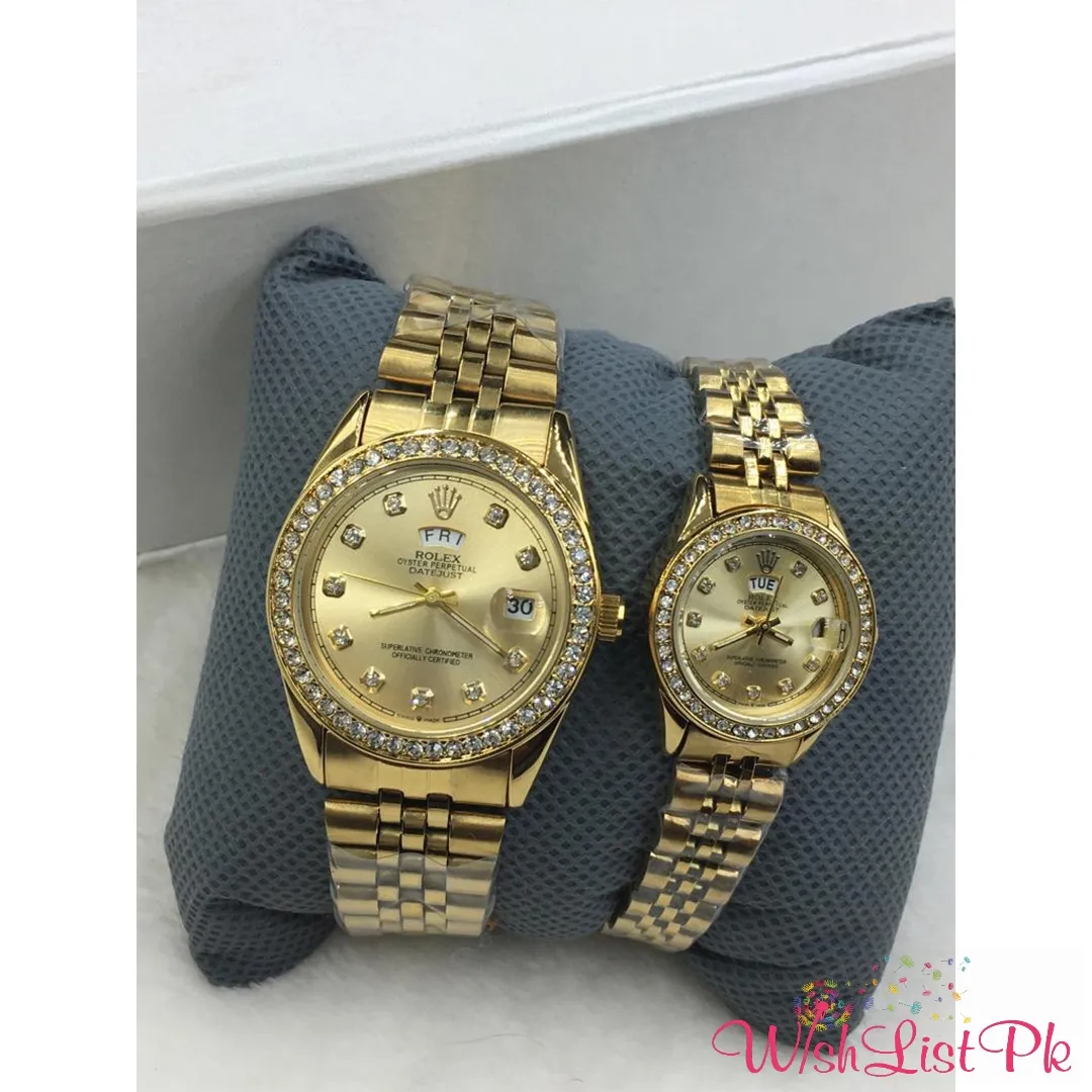 Rolex Datejust Gold Couple Watches Set