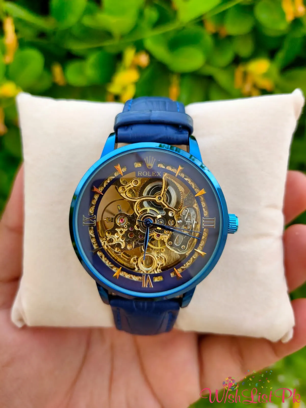 Best Price Rolex Skeleton Automatic Blue Leather