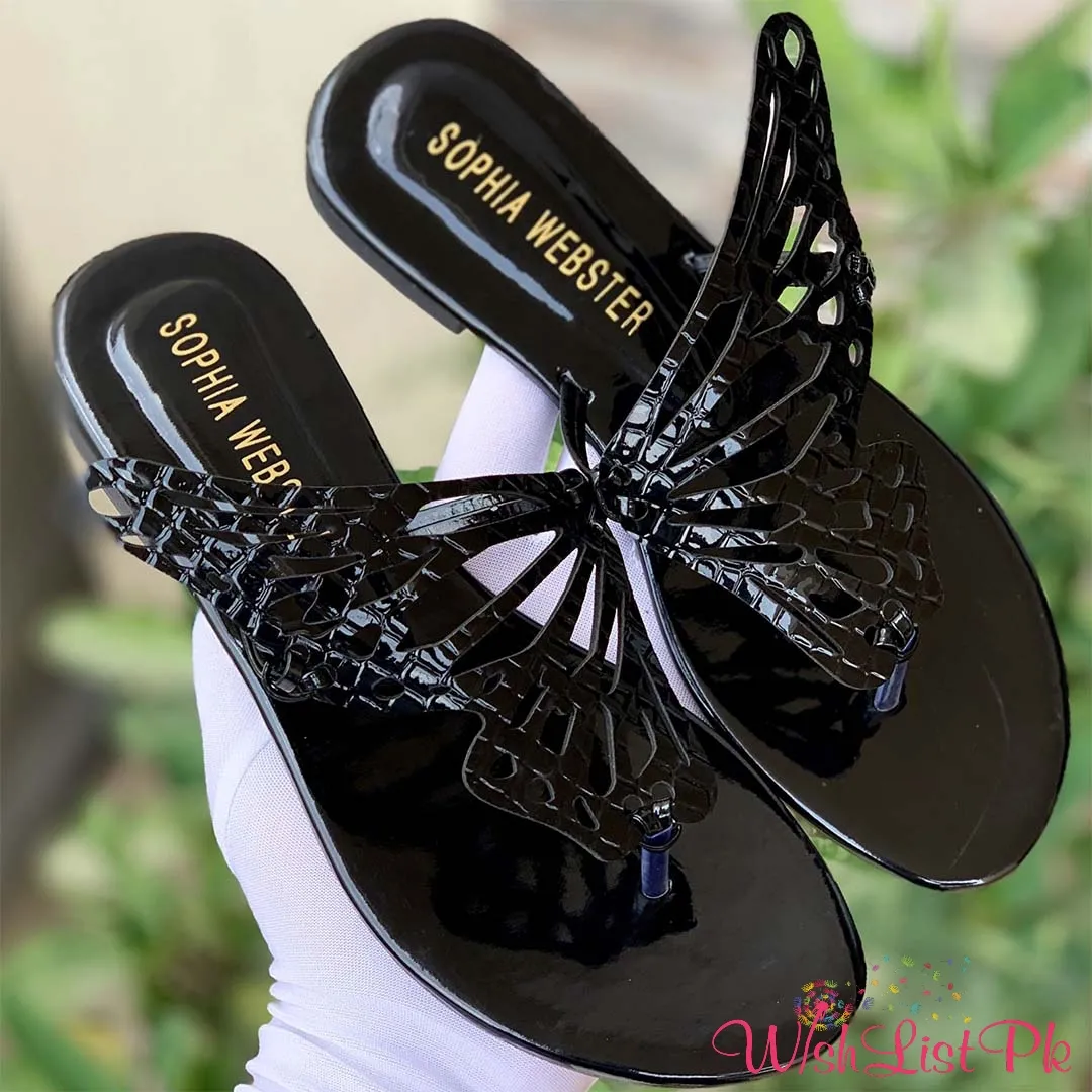 Sophia Webster Butterfly Black Slippers