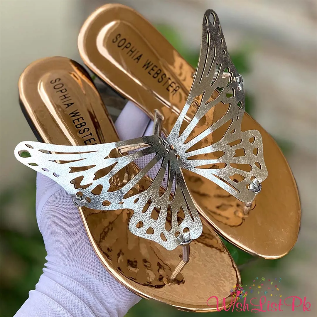 Best Price Sophia Webster Butterfly Gold Slippers