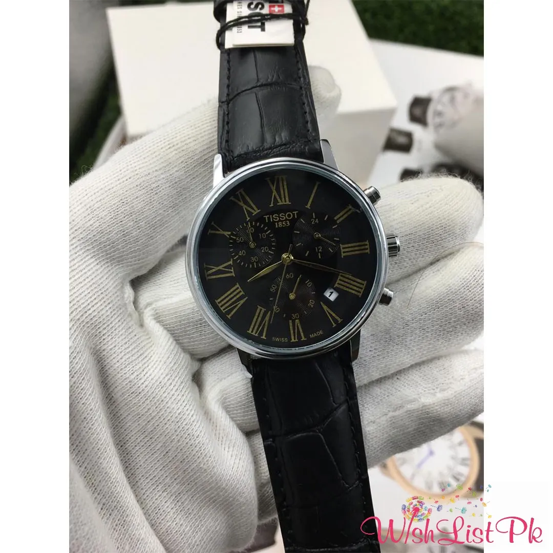 Tissot Black Leather Watch For Him