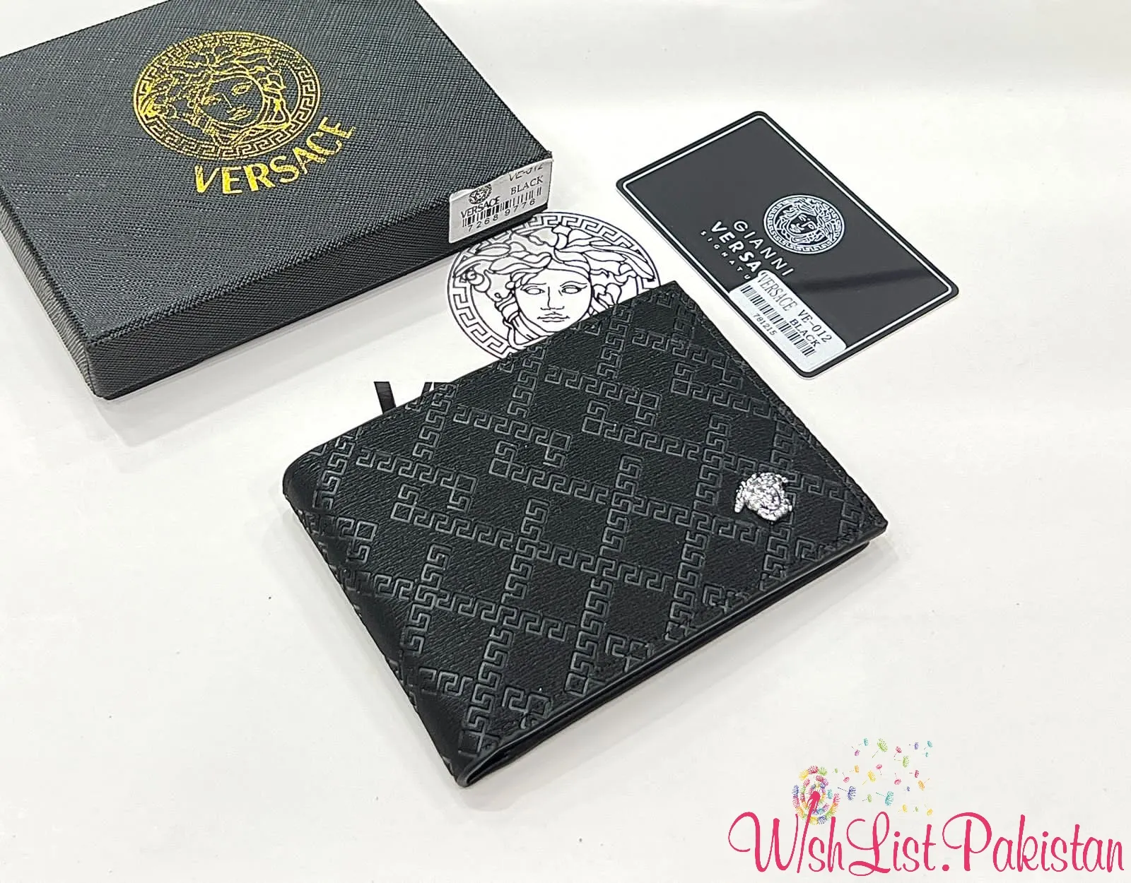 Versace Black Textured Wallet For Him