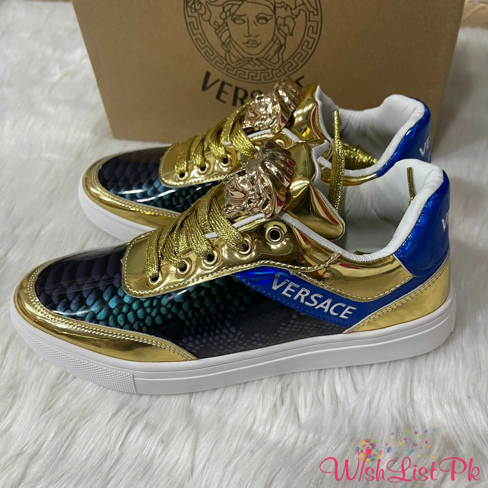 Versace Blue Gold Shoes