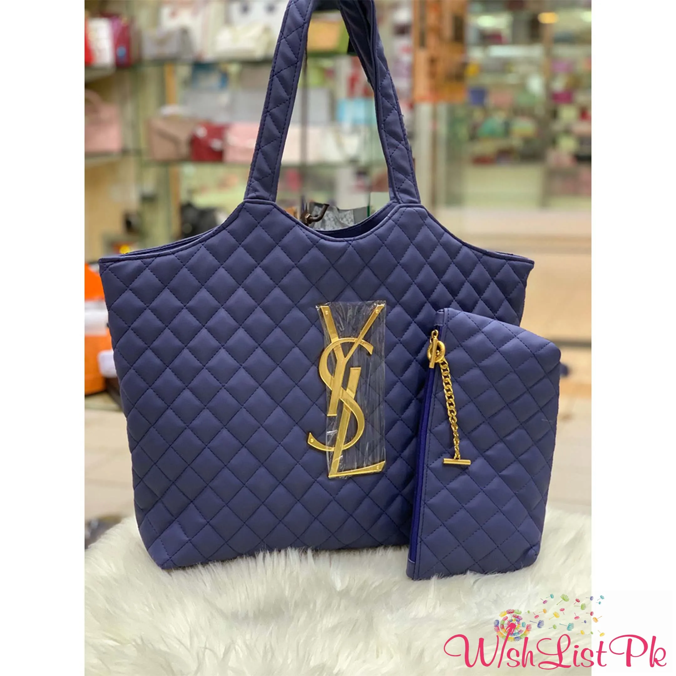 Ysl Blue Tote With Wallet